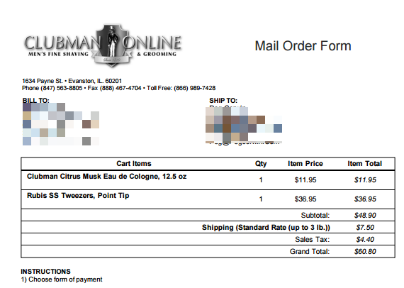 Clubman Online Mail Order Process